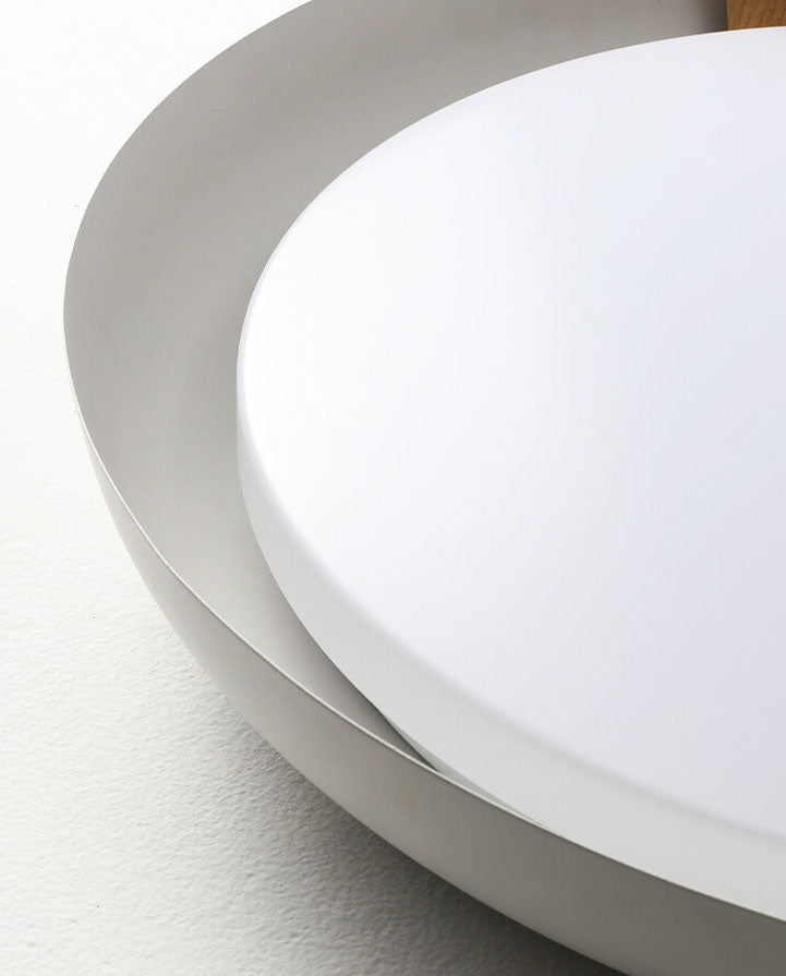 Minimalist Round Bowl Wood Grain LED Flush Mount Ceiling Light Lumendat