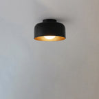 Minimalist Dome Wood Grain Iron 1-Light Semi- Flush Mount Ceiling Lumendat