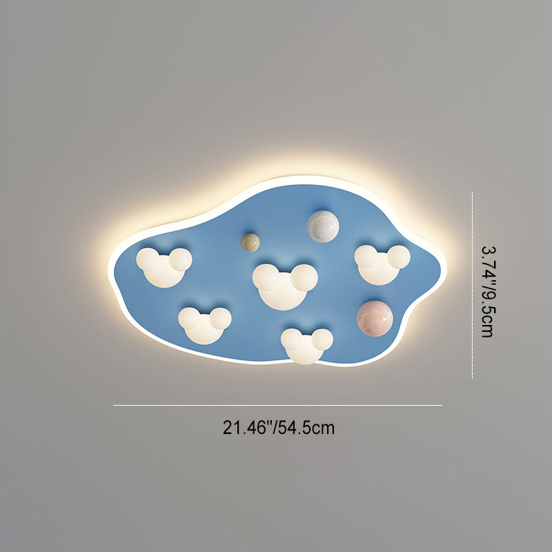 Lumendat Contemporary Creative Kids Iron Acrylic Round Irregular Shape Mouse Cloud LED Flush Mount Ceiling Light For Bedroom Lumendat