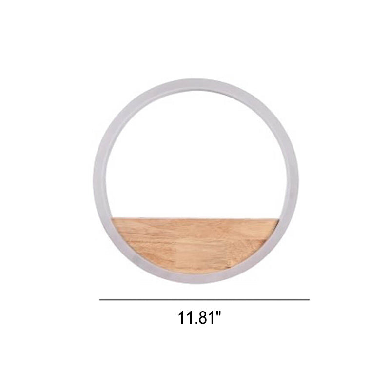 Creative Solid Wood Acrylic Storage Decoration Round LED Wall Sconce Lamp Lumendat