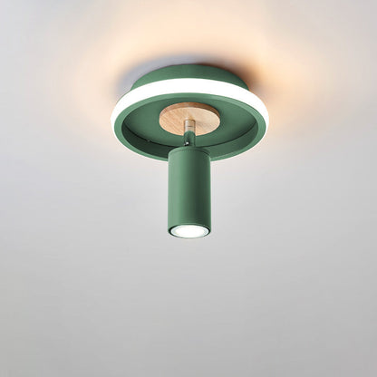 Contemporary Industrial Iron Barrel Spotlight 1-light Flush Mount Light