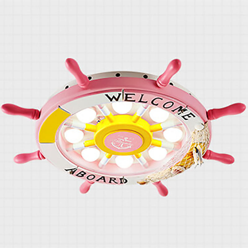 Lumendat Creative Cartoon Plastic Sailboat Helmsman LED Flush Mount Ceiling Light Lumendat