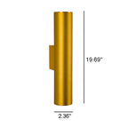 Simple Aluminum Cylindrical 2-Light Wall Sconce Lamp