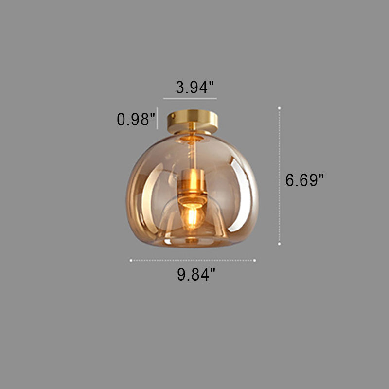 Nordic Light Luxury Round Glass Ball 1-Light Semi-Flush Mount Ceiling Light Lumendat