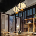 Traditional Chinese Luxury Wrought Iron Fabric 1-Light Pendant Light For Living Room Lumendat