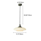 French Modern Cream Oval Glass Metal 1-light Pendant Light