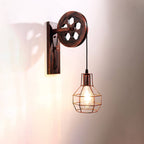 Vintage Industrial Iron Pulley Cage 1-Light Wall Sconce Lamp Lumendat