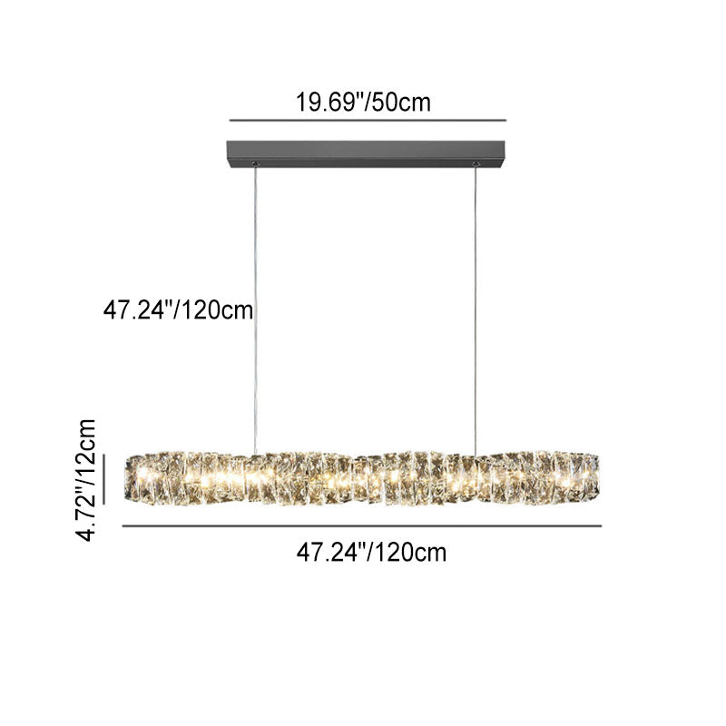 Modern Simplicity Stainless Steel Crystal Strip LED Island Light Pendant Light for Dining Room