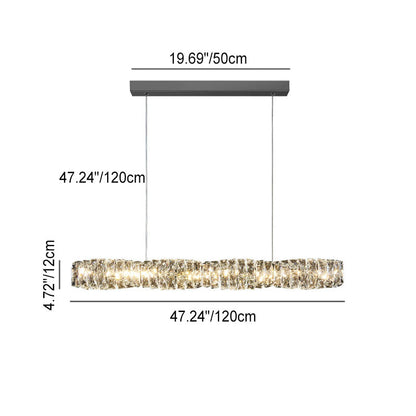 Modern Simplicity Stainless Steel Crystal Strip LED Island Light Pendant Light for Dining Room