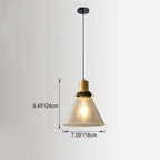 Vintage Minimalist Semi-circular Cone Cup Iron Glass 1-light Pendant Light BulbSquare