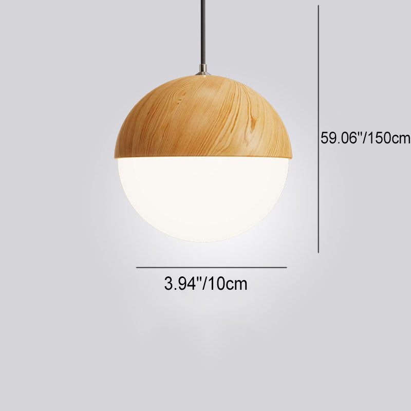 Japanese Wood Grain Round Oval Iron 1-light Pendant Light BulbSquare