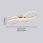 Modern Minimalist Curved Line Iron Aluminum Silicone LED Semi-flush Mount Ceiling Light for Living Room