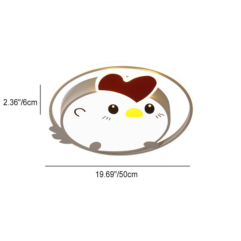 Lumendat Childlike Cartoon Chick Acrylic Round LED Kids Flush Mount Ceiling Light Lumendat