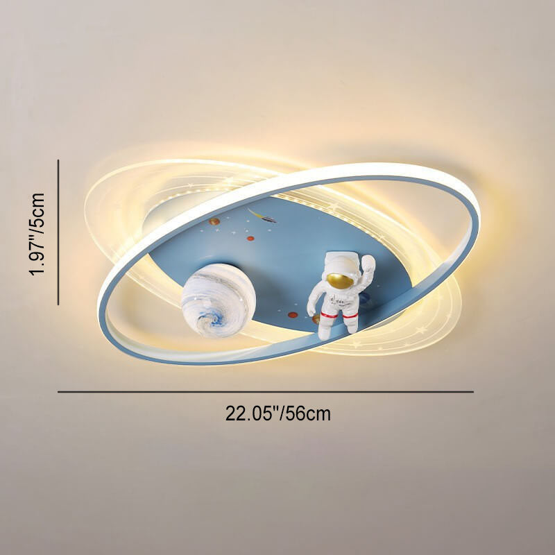 Lumendat Childlike Cartoon Resin Astronaut Round Acrylic LED Flush Mount Ceiling Light Lumendat