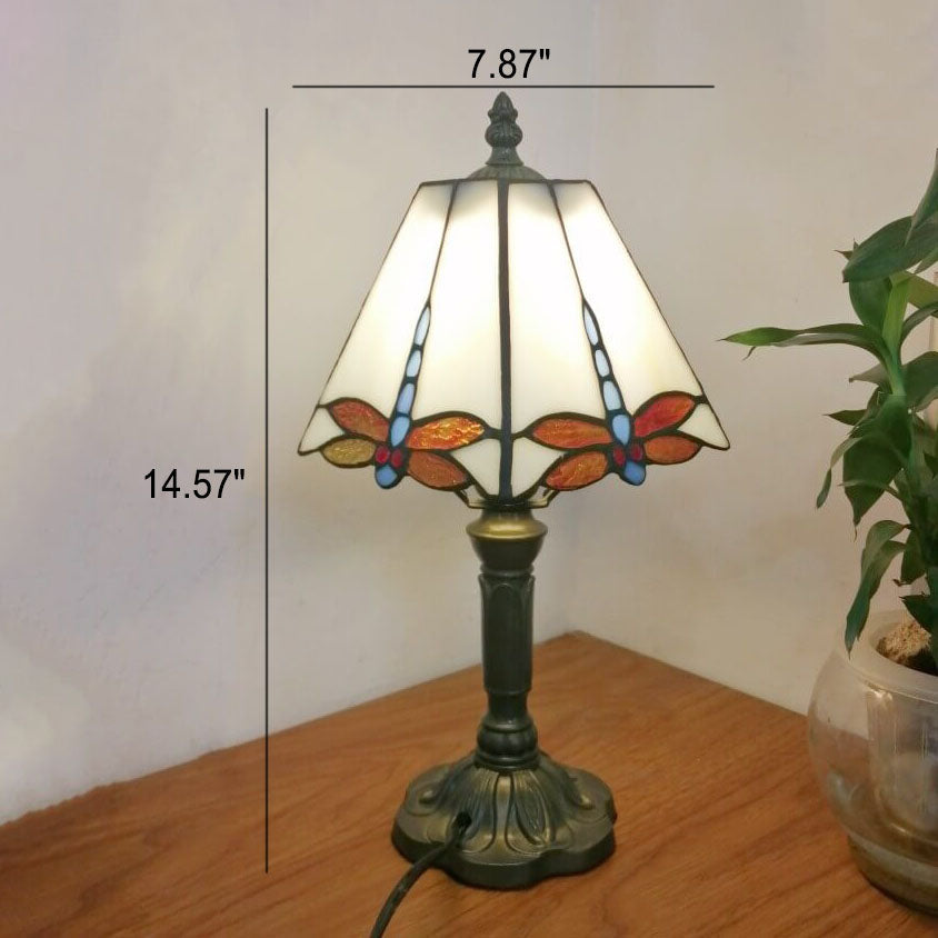 European Vintage Tiffany Square Stained Glass Iron 1-Light Table Lamp Lumendat