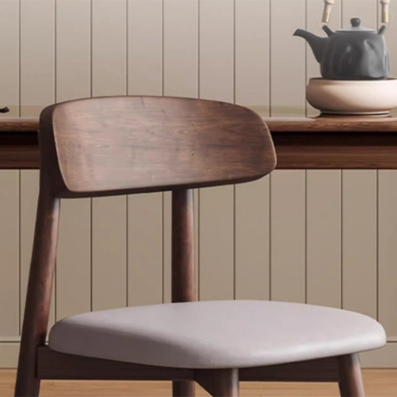 Traditional Vintage Square Rubberwood Solid Wood PU Leather Foam Sponge Armless Dining Chair For Dining Room