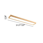 Japanese Minimalist Log Rectangular Walnut LED Flush Mount Ceiling Light BulbSquare
