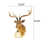 European Retro Deer Head Resin 1-Light Wall Sconce Lamp