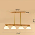 Nordic Solid Wood Cone Glass Shade 3/4 Light Island Light Chandelier BulbSquare