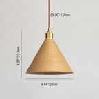 Modern Minimalist Solid Wood Cone Copper 1-light Pendant Light for Living Room BulbSquare
