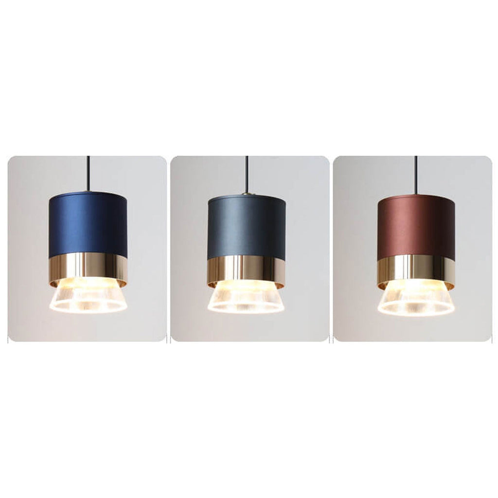 Nordic Light Luxury Cylindrical Aluminum Acrylic LED Pendant Light BulbSquare