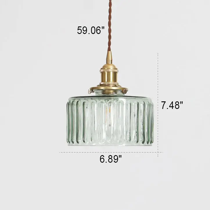 Japanese Vintage Brass Glass Round Jar 1-light Pendant Light Lumendat