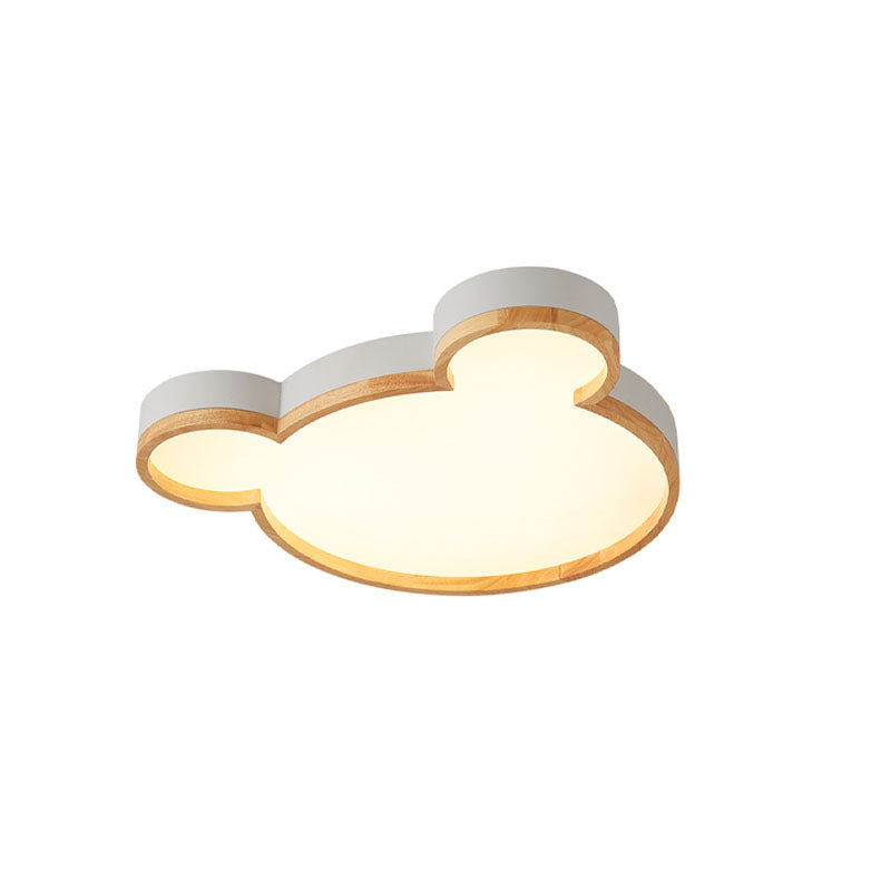 Lumendat Nordic Wood Bear Shape LED Kids Flush Mount Ceiling Light Lumendat