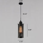 Vintage Wrought Iron Metal Mesh Cylindrical 1-light Pendant Light BulbSquare