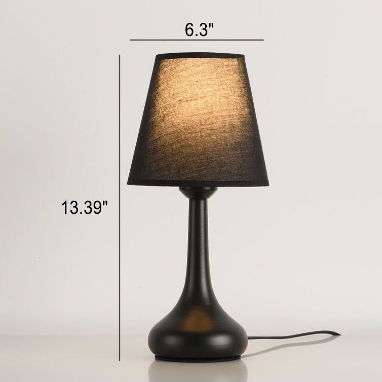 Nordic Vintage Pure Black White Iron Fabric 1-Light Table Lamp Lumendat