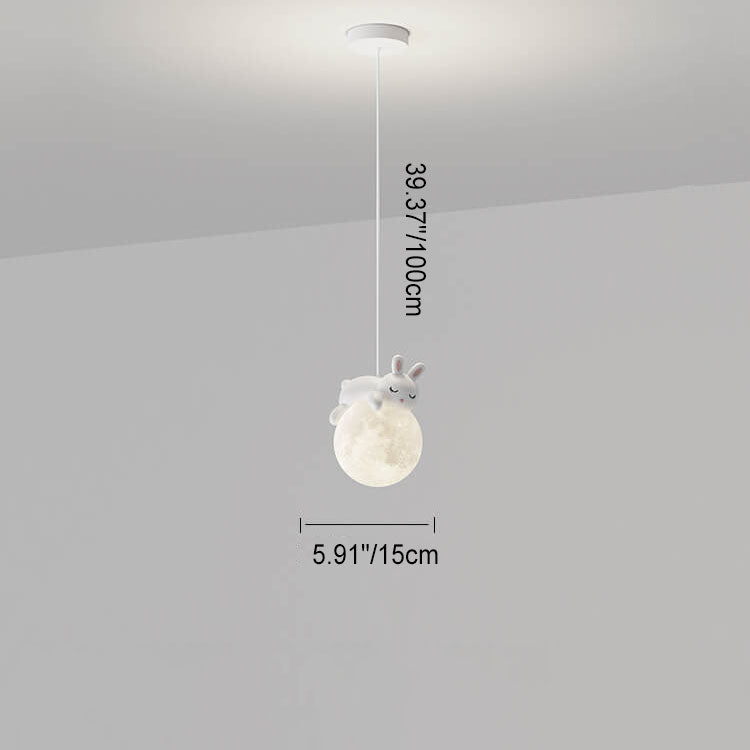 Lumendat Modern Simple Resin Bear Rabbit Decorative Iron 1-Light Pendant Light Lumendat