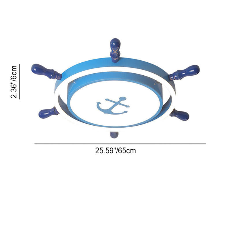 Lumendat Modern Children's Pirate Ship Rudder Iron Acrylic LED Flush Mount Ceiling Light Lumendat