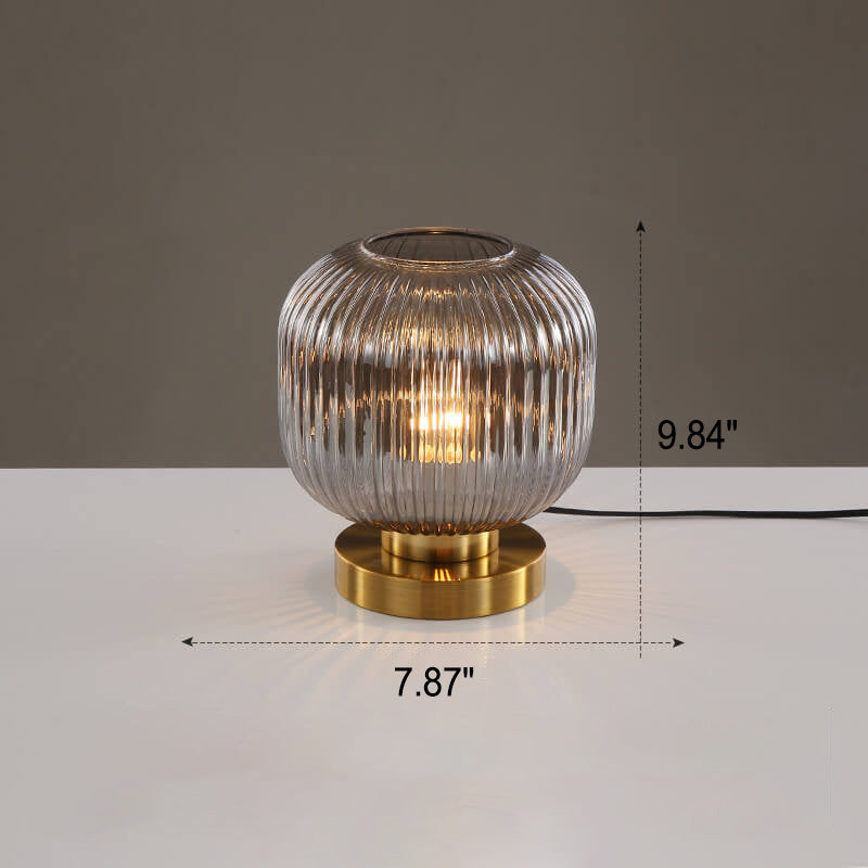 Nordic Striped Glass Oval Design 1-Light Table Lamp Lumendat