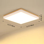 Modern Minimalist Solid Wood Acrylic Square Rectangle LED Flush Mount Ceiling Light for Living Room BulbSquare