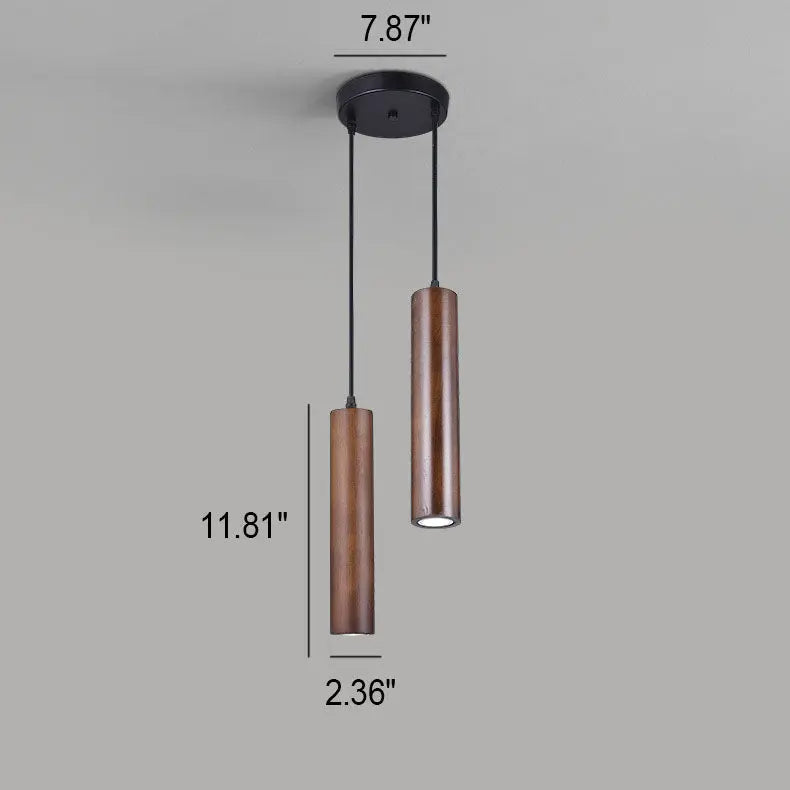 Modern Minimalist Wood Cylinder LED Pendant Light Lumendat