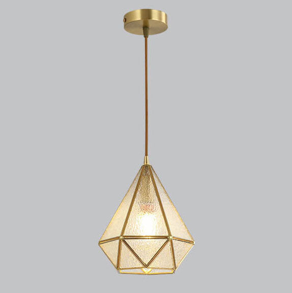 Modern Colorful Water-grain Glass 1-light Diamond Shaped Pendant Light