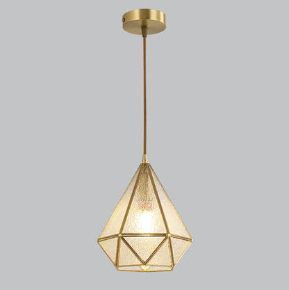 Modern Colorful Water-grain Glass 1-light Diamond Shaped Pendant Light