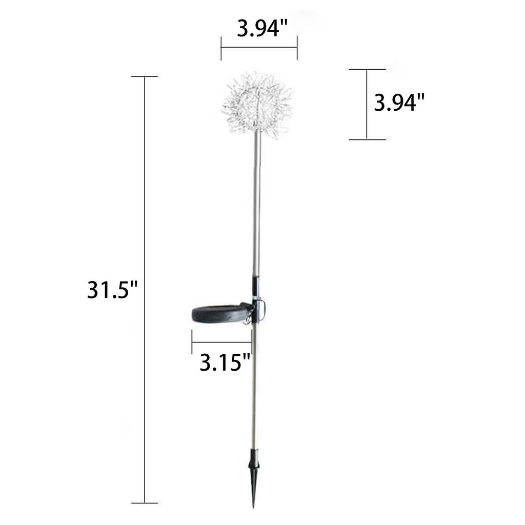 Solar Dandelion Aluminum Wire Globe Light LED Outdoor Waterproof Luminous Garden Insert Ground Landscape Light Lumendat