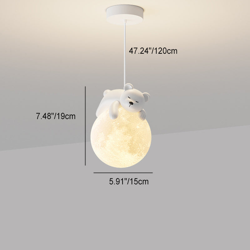 Contemporary Creative Resin Animal Rabbit Moon 1-light Kids Pendant Light for Living Room BulbSquare
