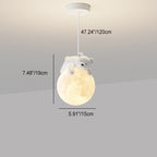 Contemporary Creative Resin Animal Rabbit Moon 1-light Kids Pendant Light for Living Room BulbSquare