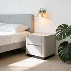 Traditional French Rounded Corners Bedside Table - Solid Wood Plywood 2 Drawers Nightstand For Bedroom Lumendat