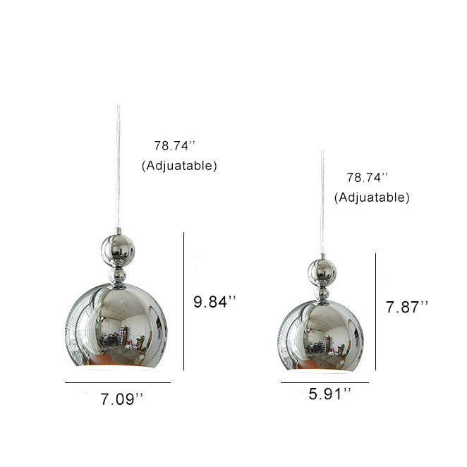 Vintage Chrome Dome Metal 1-light Pendant Light