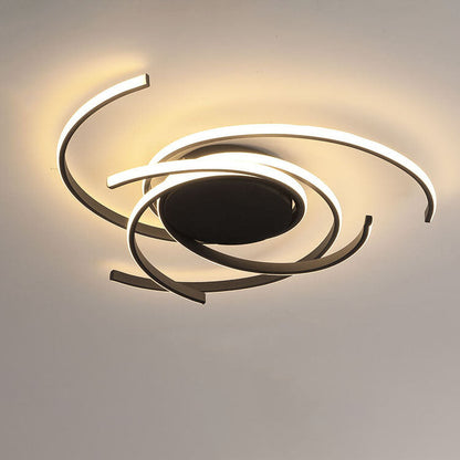 Minimalist Creative Circle Strip Aluminum Semi-flush Mount Ceiling Light