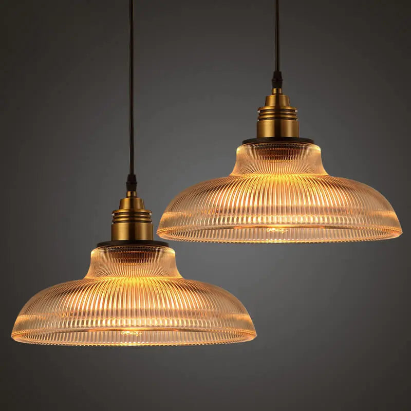 Vintage Striped Pot Lid Glass 1-light Pendant Light modern luxury lighting fixture