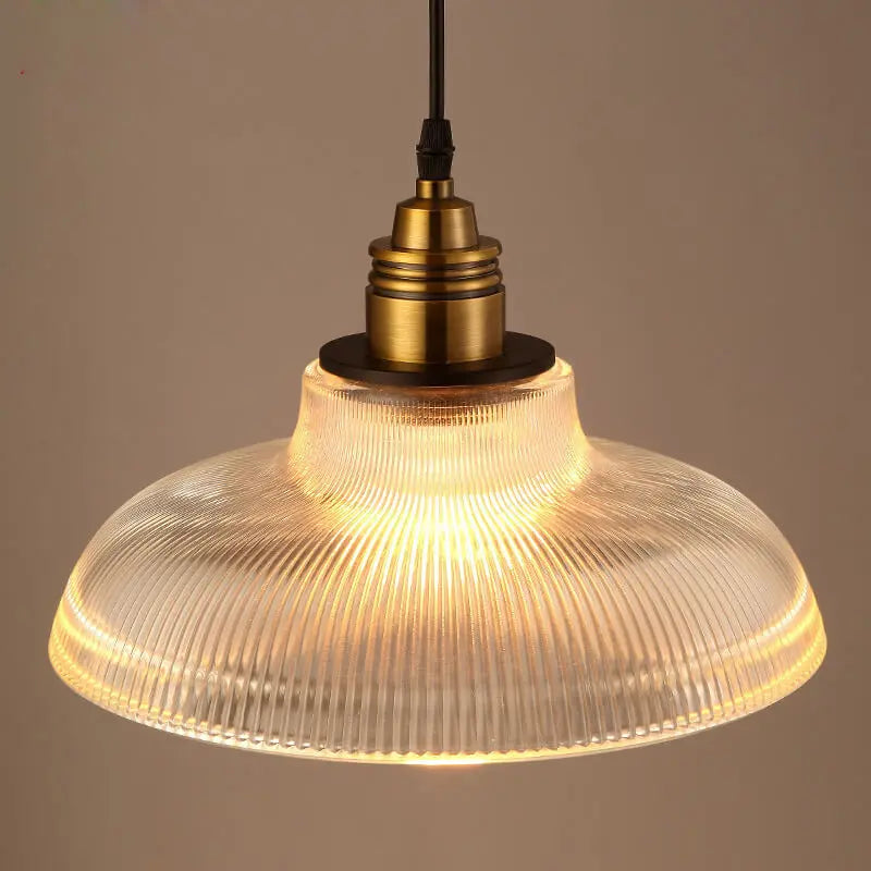 Vintage Striped Pot Lid Glass 1-light Pendant Light Lumendat