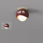 Contemporary French Cream Iron Glass Spherical Ball 1-light Semi-flush Mount Ceiling Light for Hallway
