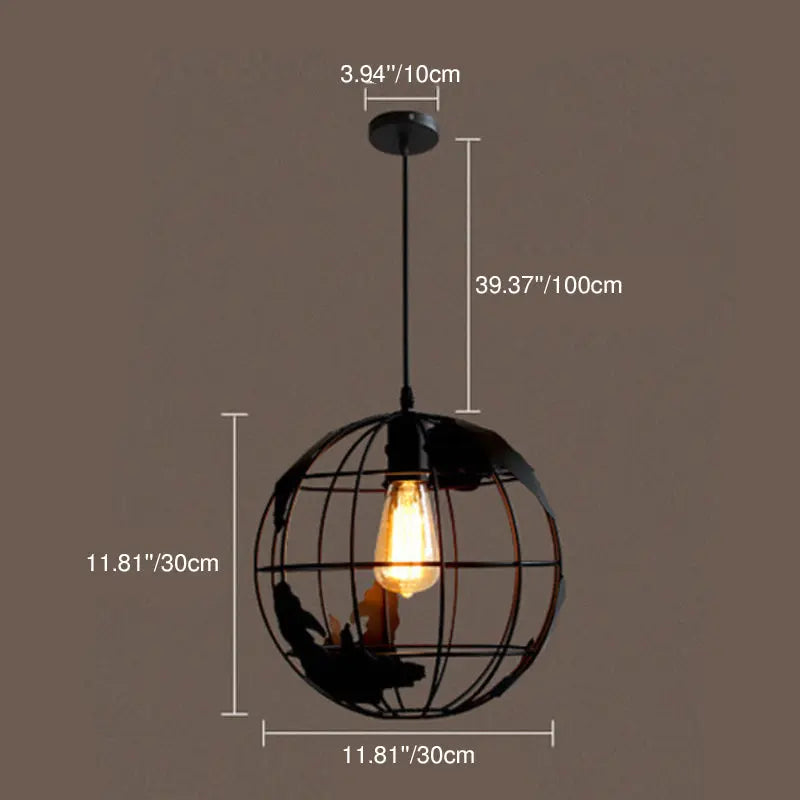 Contemporary Creative Round Earth Shaped Iron 1-light Pendant Light for Living Room Lumendat
