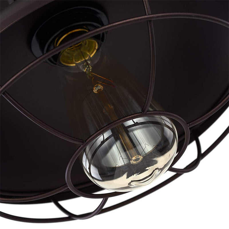 Contemporary Industrial Semicircle Iron 1-light Semi-flush Mount Ceiling Light for Living Room
