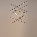 Nordic Light Luxury Iron Aluminum Geometric Line Combination LED Chandelier Lumendat