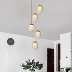 Contemporary Scandinavian Aluminum Crystal Round LED Chandelier for Living Room BulbSquare