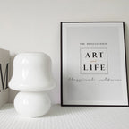 French Cream Handmade Glass Mushroom 1-Light Table Lamp Lumendat